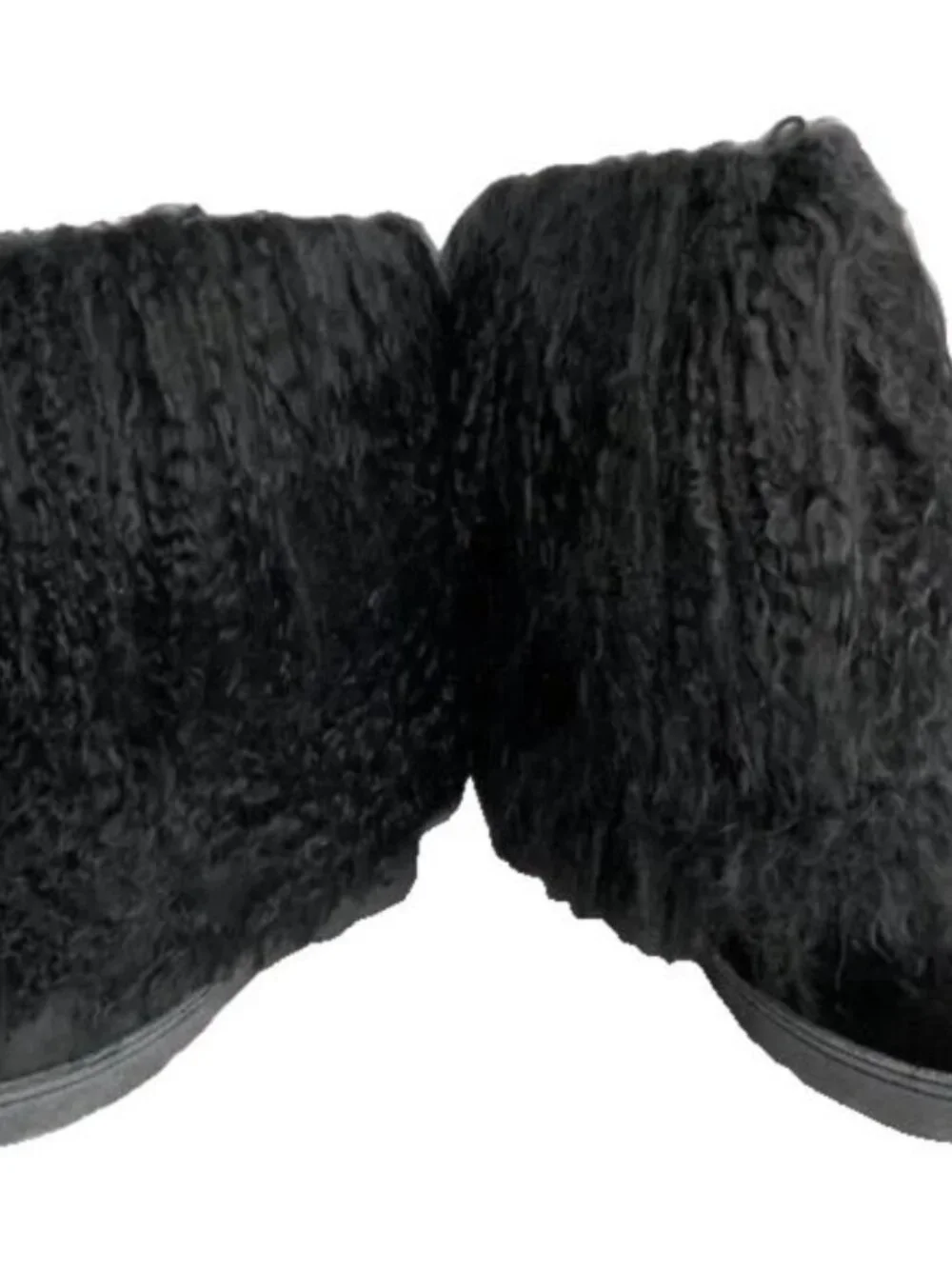 Bearpaw Boetis Black Curly Lamb Fur Sheepskin Lined Sherpa Boho Boots 6 NEW